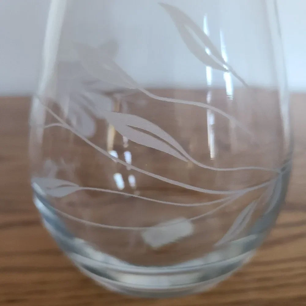 Pasabahce Floral Etched Glass Vase  |  Made in Turkey  |  Beautiful!